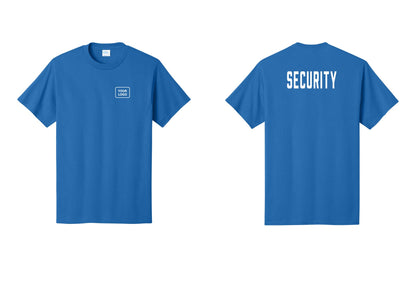 NYC Factory Unisex Security Custom Logo Black T-Shirt - Your Logo + Back - Royal