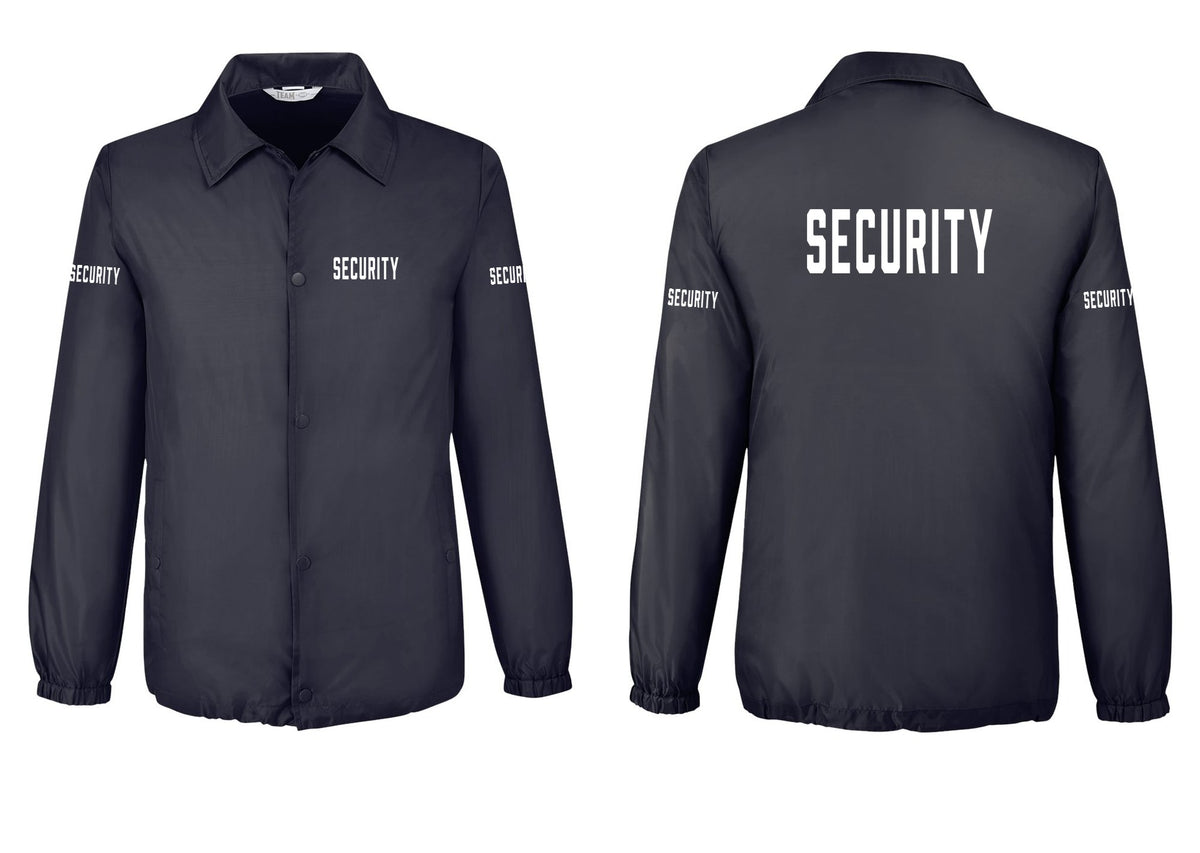 NYC Factory Security Snap-Front Coaches Jacket (Classic) - Chest + Back + Security Sleeves - Black