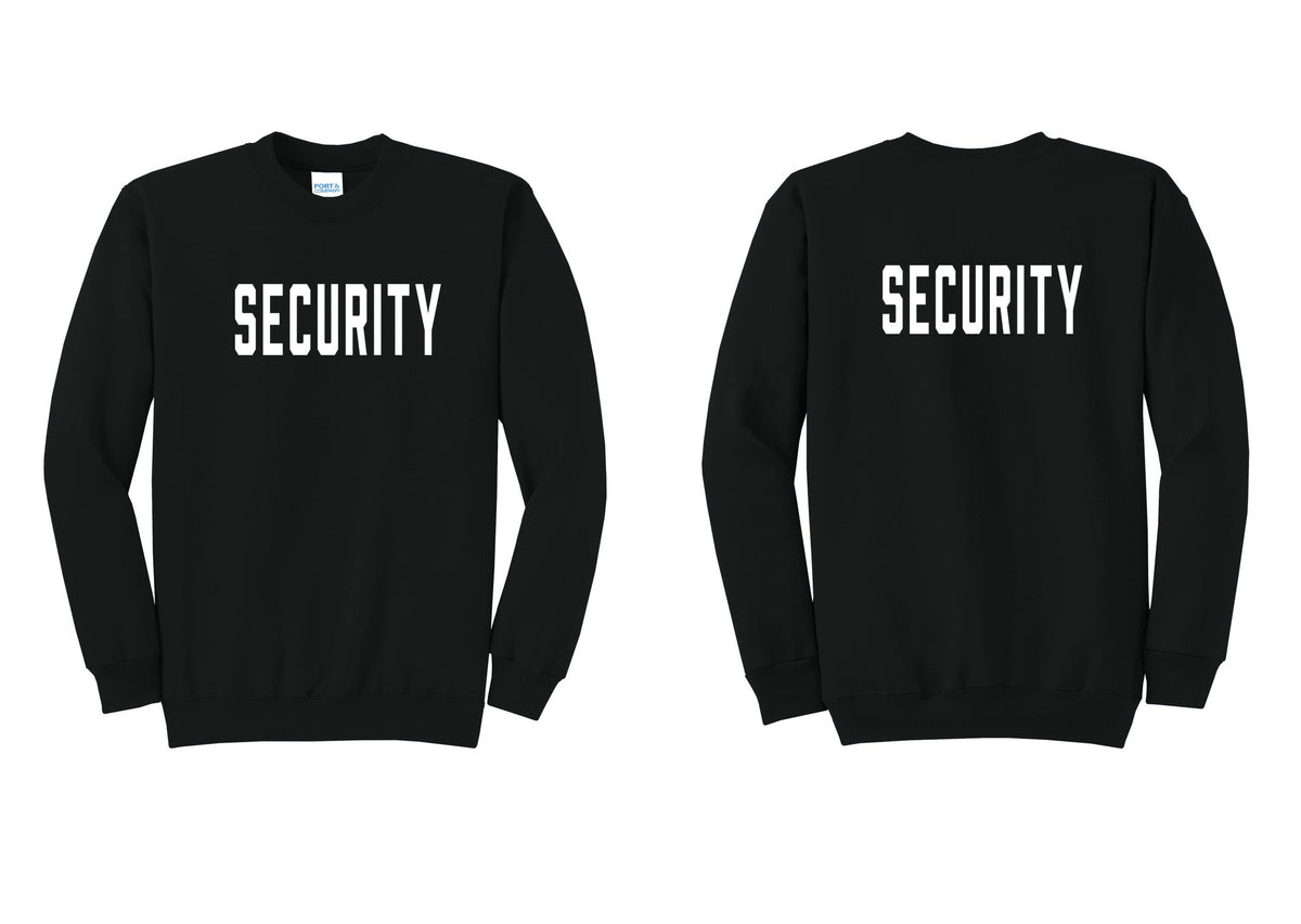 NYC Factory Security Cotton Fleece Crewneck Sweatshirt (Classic) - Front + Back - Black