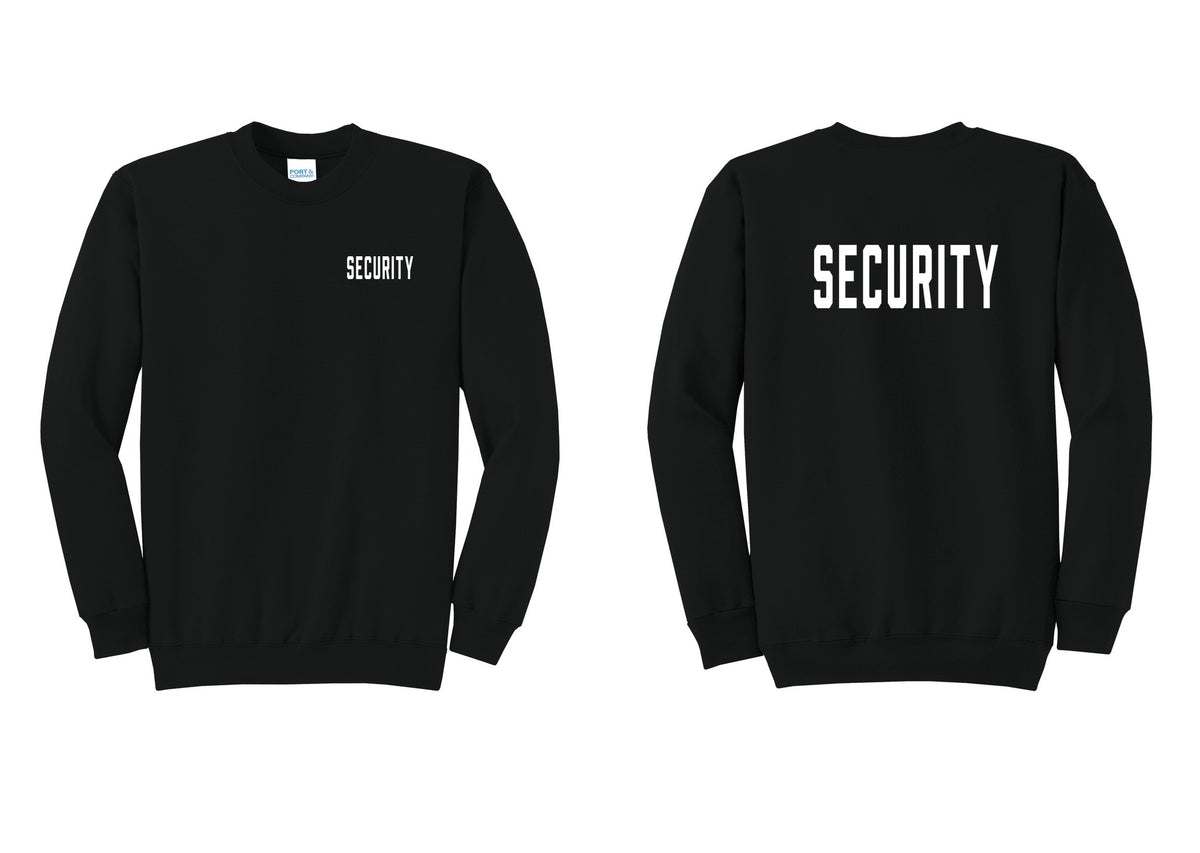 NYC Factory Security Cotton Fleece Crewneck Sweatshirt (Classic) - Chest + Back - Black