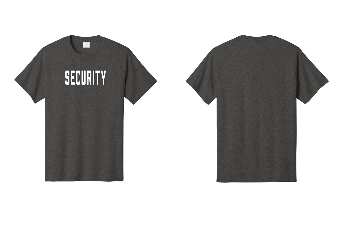 NYC Factory Security T-Shirt, Condensed Lettering - Front Only - Dark Heather Grey