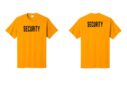 NYC Factory Unisex Security Black T-Shirt - Front + Back - Gold