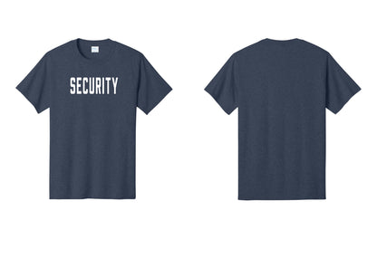 NYC Factory Unisex Security Black T-Shirt - Front Only - Heather Navy