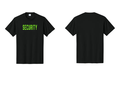 NYC Factory Security T-Shirt, Condensed Lettering - Front Only - Black / Neon