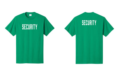 NYC Factory Unisex Security Black T-Shirt - Front + Back - Kelly