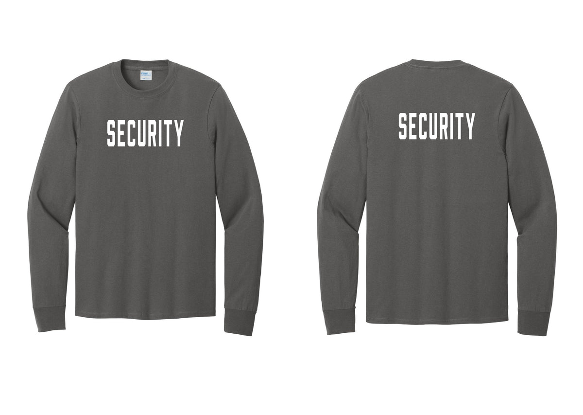 NYC Factory Security Cotton Long Sleeve T-Shirt (Classic) - Front + Back - Charcoal