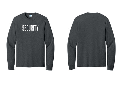 NYC Factory Security Cotton Long Sleeve T-Shirt (Classic) - Front Only - Dark Heather Grey