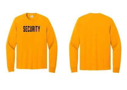 NYC Factory Security Cotton Long Sleeve T-Shirt (Classic) - Front Only - Gold