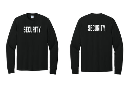 NYC Factory Security Cotton Long Sleeve T-Shirt (Classic) - Front + Back - Black