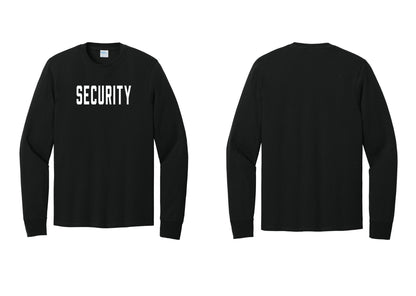 NYC Factory Security Cotton Long Sleeve T-Shirt (Classic) - Front Only - Black