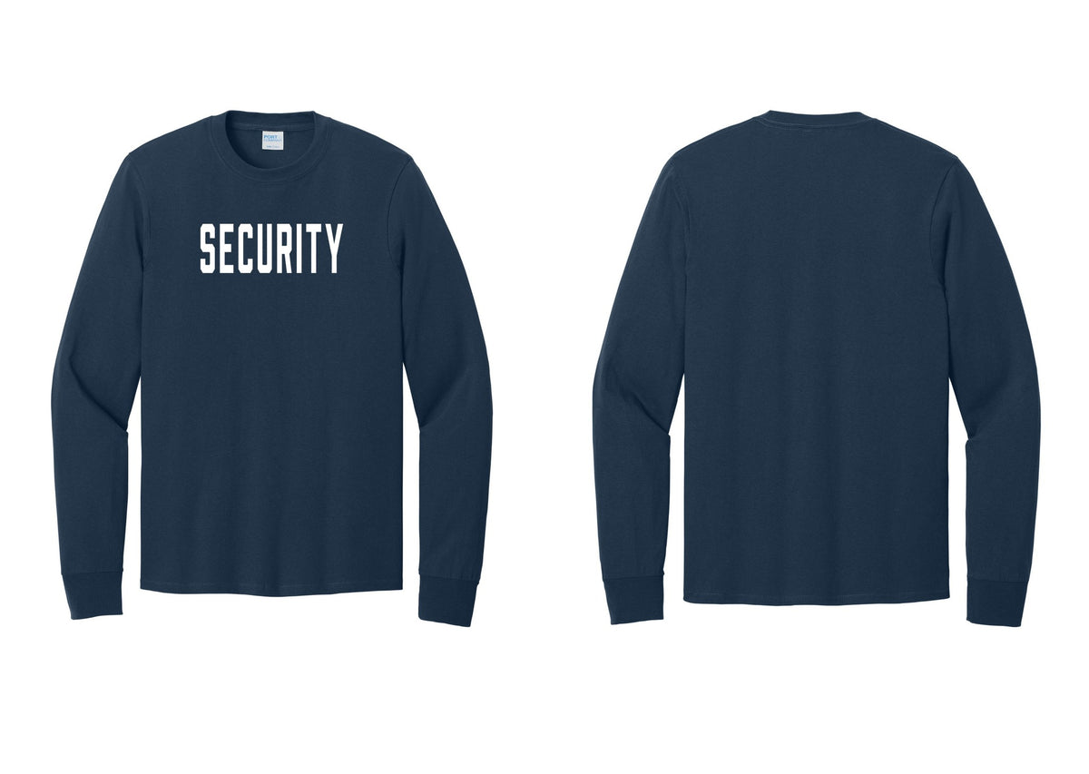 NYC Factory Security Cotton Long Sleeve T-Shirt (Classic) - Front Only - Navy