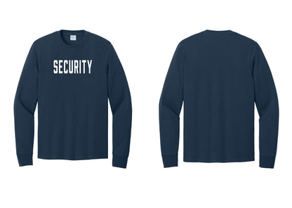 NYC Factory Security Cotton Long Sleeve T-Shirt (Classic) - Front Only - Navy