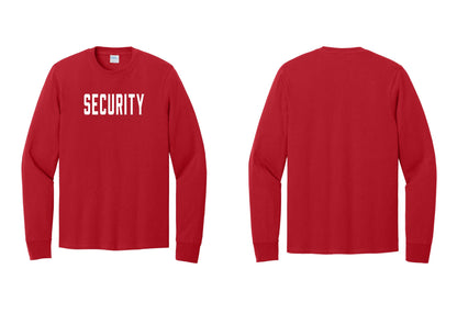 NYC Factory Security Cotton Long Sleeve T-Shirt (Classic) - Front Only - Red