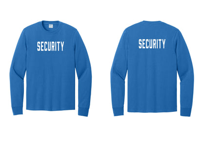 NYC Factory Security Cotton Long Sleeve T-Shirt (Classic) - Front + Back - Royal