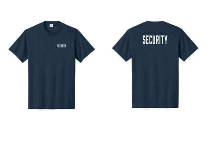 NYC Factory Unisex Security Black T-Shirt - Chest + Back - Navy