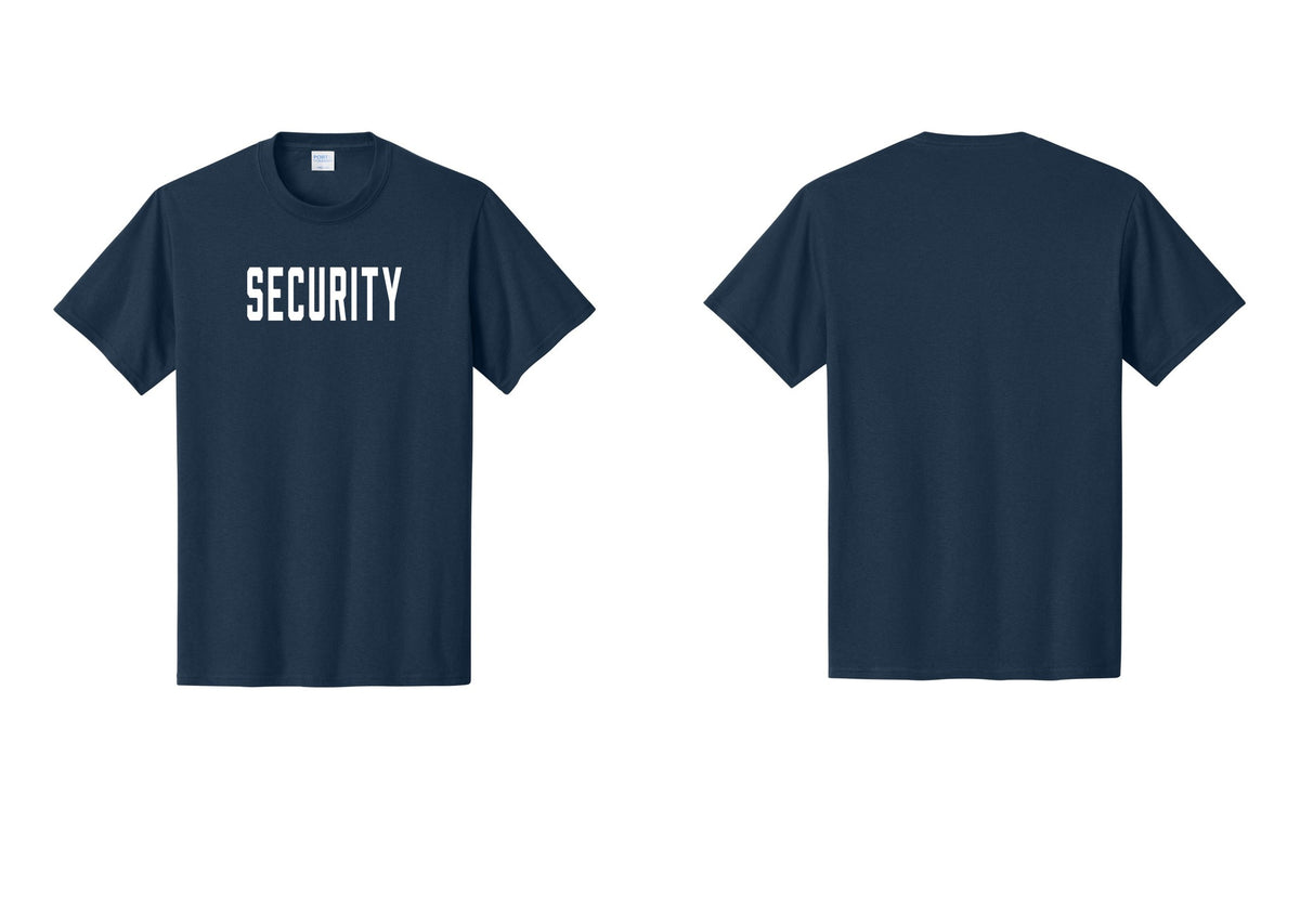 NYC Factory Security T-Shirt, Condensed Lettering - Front Only - Navy