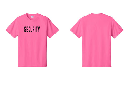 NYC Factory Security T-Shirt, Condensed Lettering - Front Only - Neon Pink