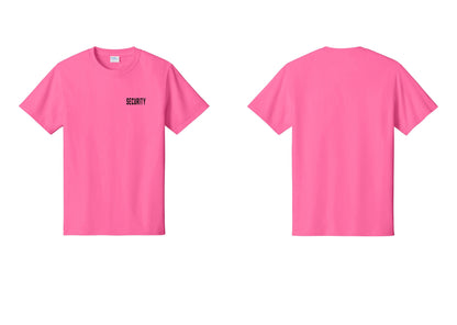 NYC Factory Unisex Security Black T-Shirt - Chest Only - Neon Pink