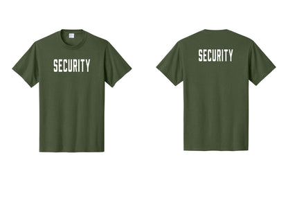 NYC Factory Unisex Security Black T-Shirt - Front + Back - Olive