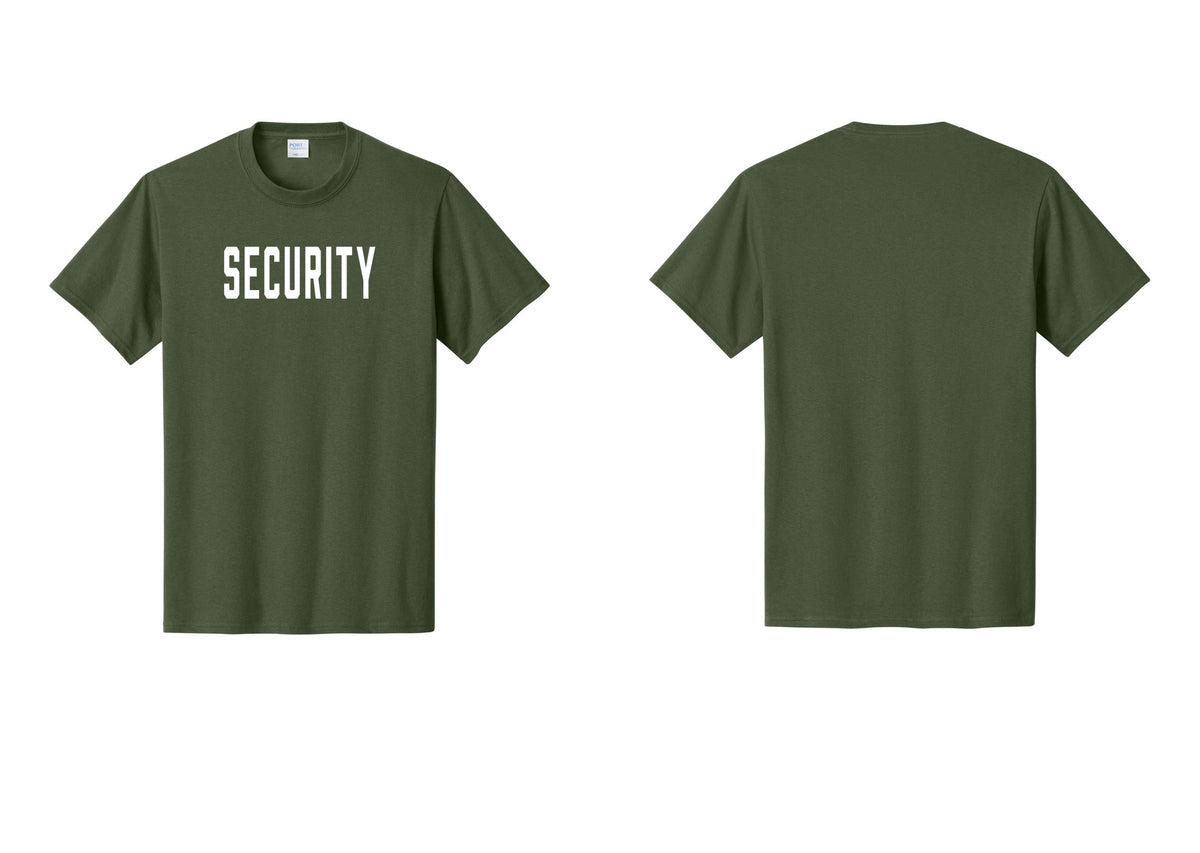 NYC Factory Unisex Security Black T-Shirt - Front Only - Olive