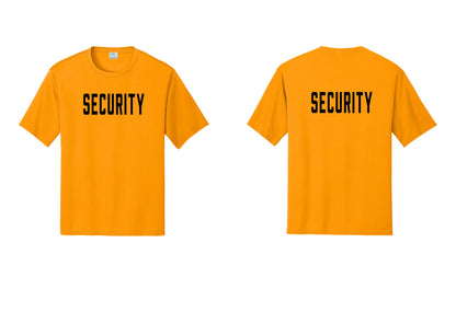 NYC Factory Security Performance T-Shirt (Classic) - Front + Back - Gold