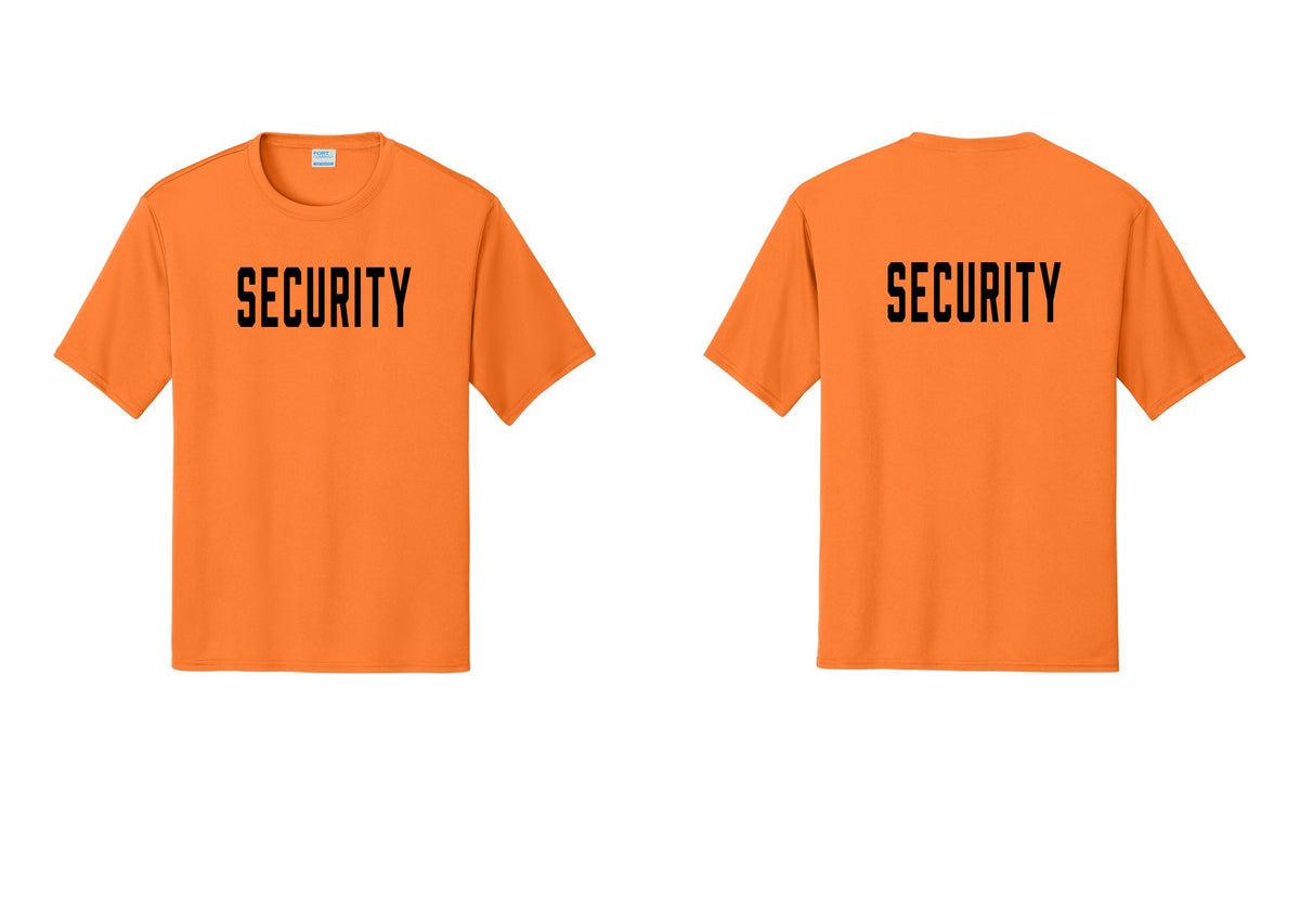 NYC Factory Security Performance T-Shirt (Classic) - Front + Back - Neon Orange