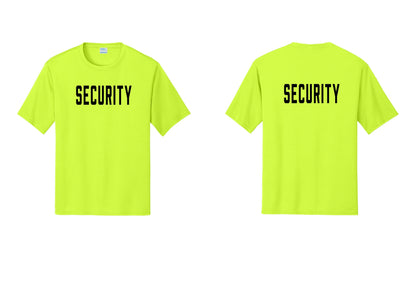 NYC Factory Security Performance T-Shirt (Classic) - Front + Back - Neon Yellow