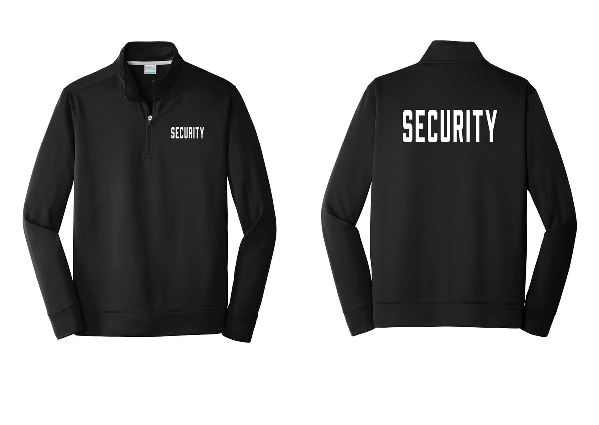 NYC Factory Security Performance Fleece 1/4-Zip Pullover Sweatshirt (Classic) - Chest + Back - Black