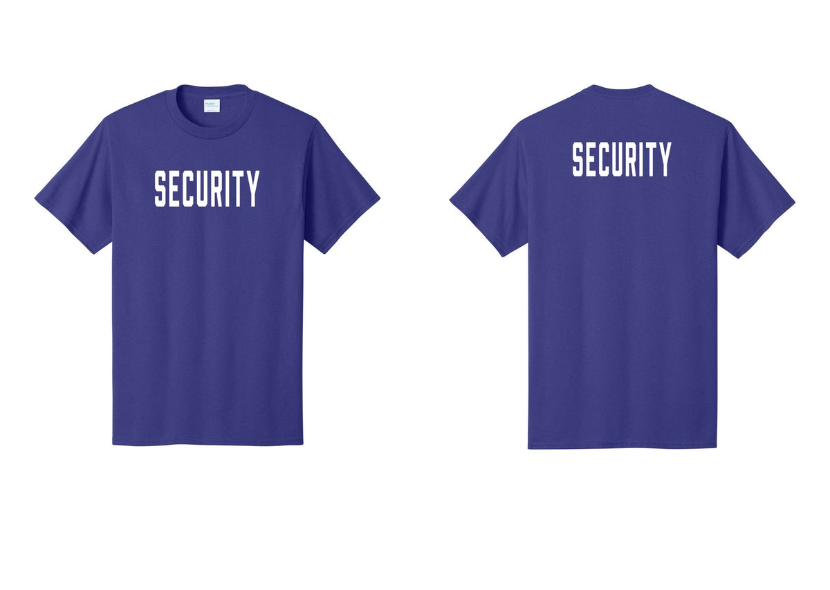 NYC Factory Unisex Security Black T-Shirt - Front + Back - Purple