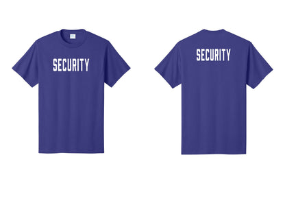 NYC Factory Unisex Security Black T-Shirt - Front + Back - Purple