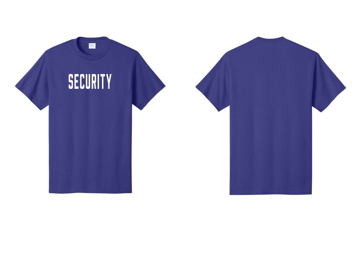 NYC Factory Security T-Shirt, Condensed Lettering - Front Only - Purple