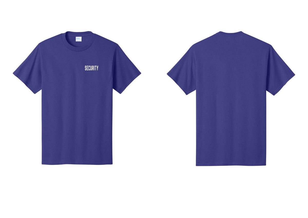 NYC Factory Security T-Shirt, Condensed Lettering - Chest Only - Purple
