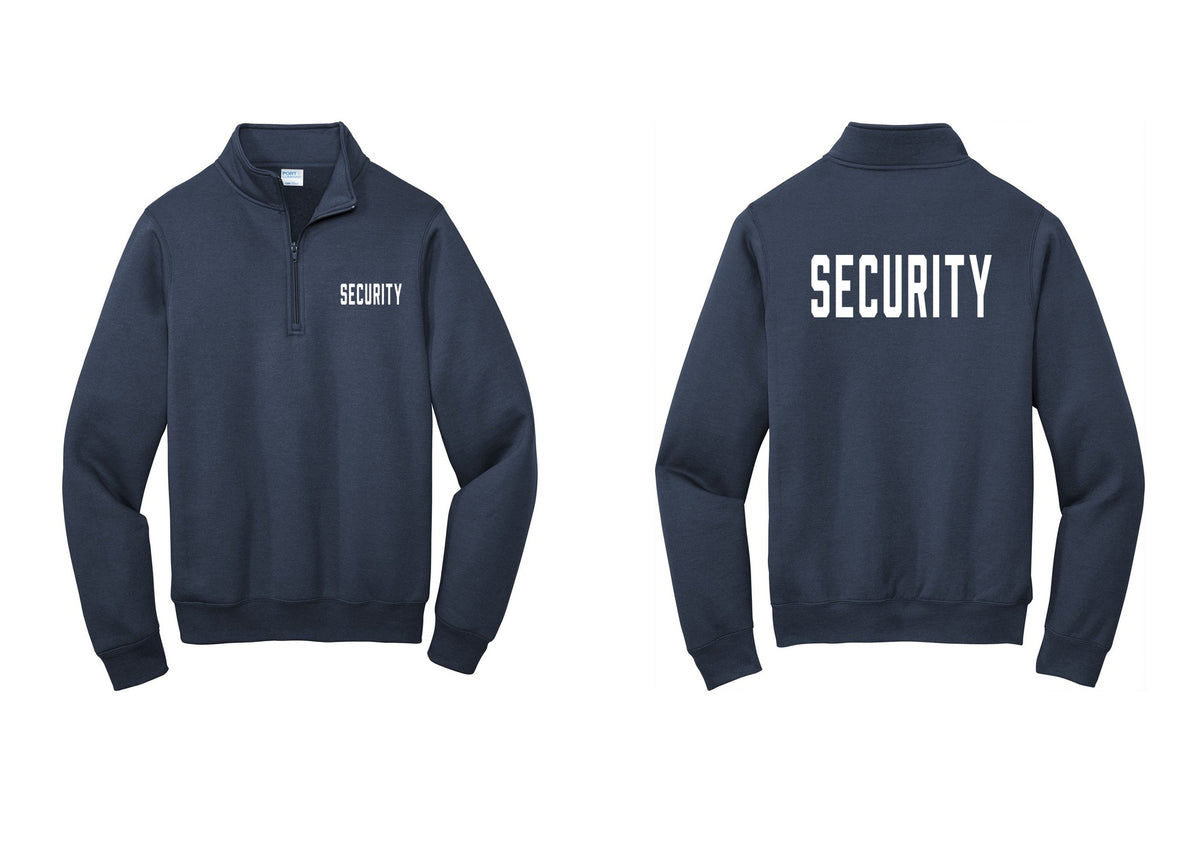 NYC Factory Security Cotton Fleece 1/4-Zip Pullover Sweatshirt (Classic) - Chest + Back - Navy