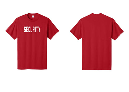 NYC Factory Unisex Security Black T-Shirt - Front Only - Red