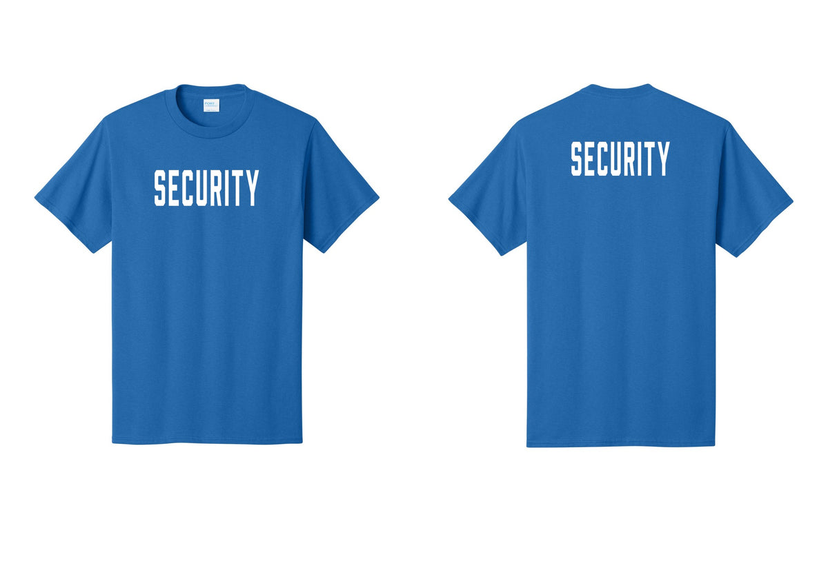 NYC Factory Unisex Security Black T-Shirt - Front + Back - Royal