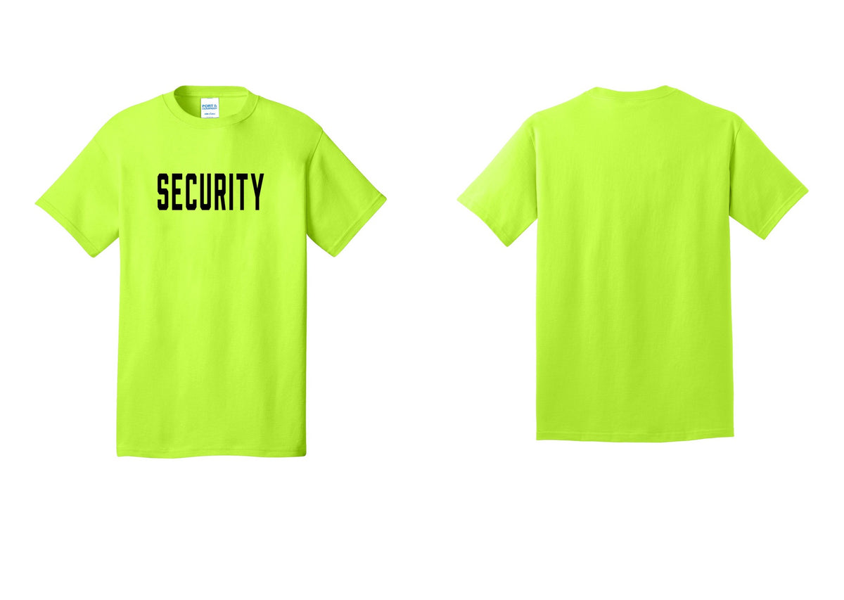 NYC Factory Unisex Security Black T-Shirt - Front Only - Safety Green