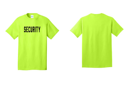 NYC Factory Unisex Security Black T-Shirt - Front Only - Safety Green
