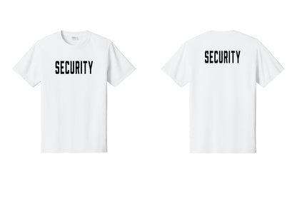 NYC Factory Unisex Security Black T-Shirt - Front + Back - White