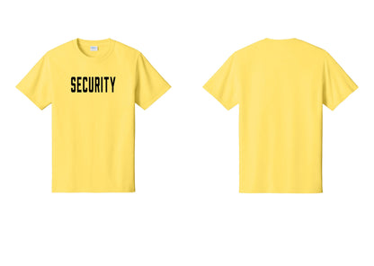 NYC Factory Security T-Shirt, Condensed Lettering - Front Only - Yellow