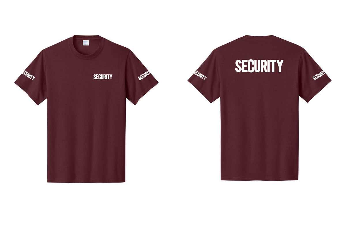 NYC Factory Men's Security Cotton T-Shirt - Chest + Back + Security Sleeves - Athletic Maroon