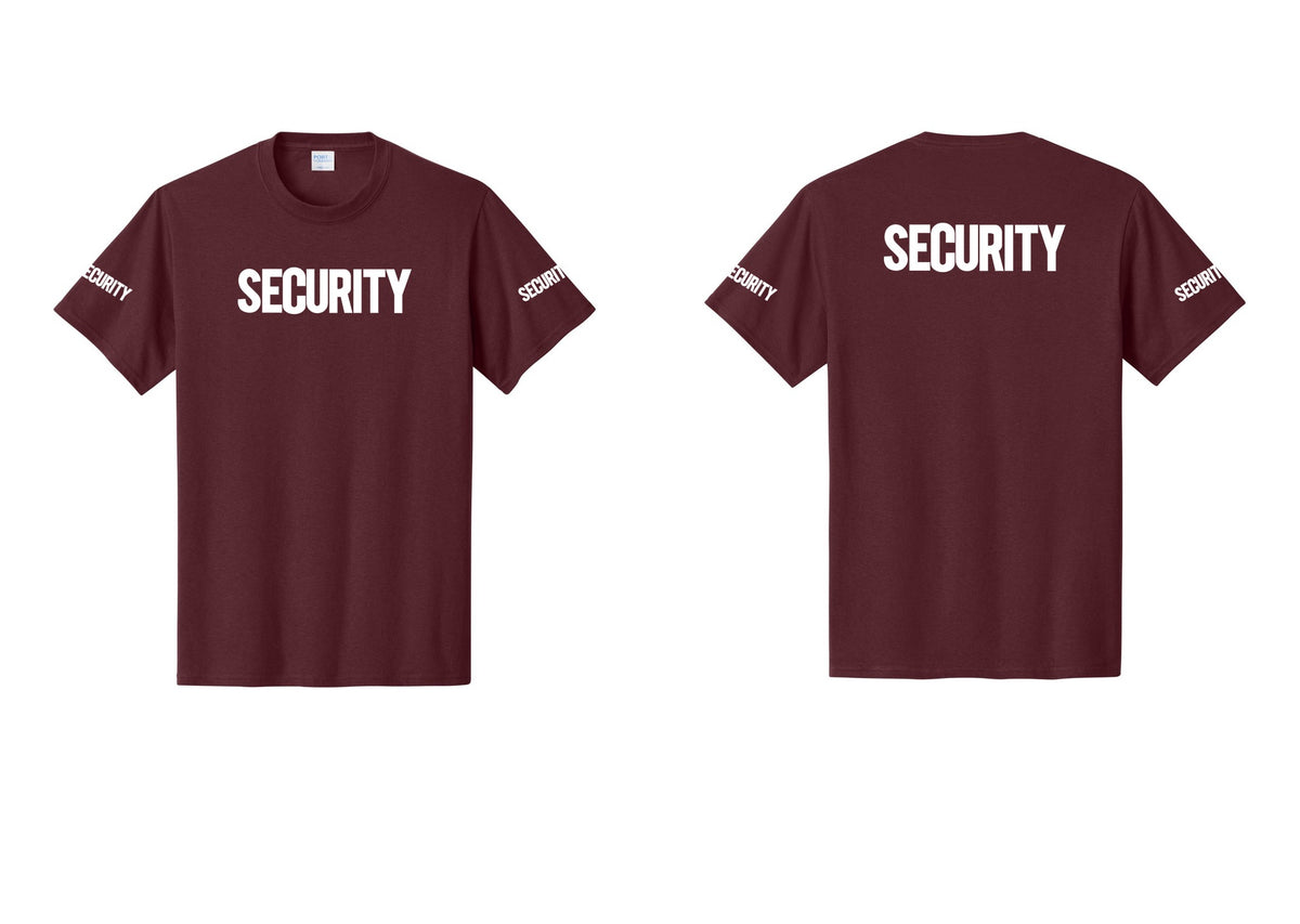 NYC Factory Men's Security Cotton T-Shirt - Front + Back + Security Sleeves - Athletic Maroon