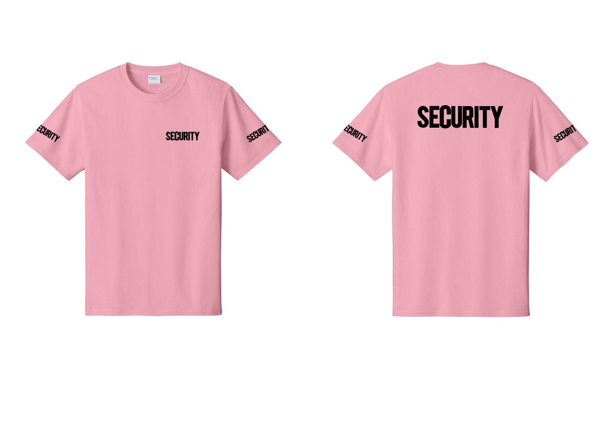 NYC Factory Men's Security Cotton T-Shirt - Chest + Back + Security Sleeves - Candy Pink