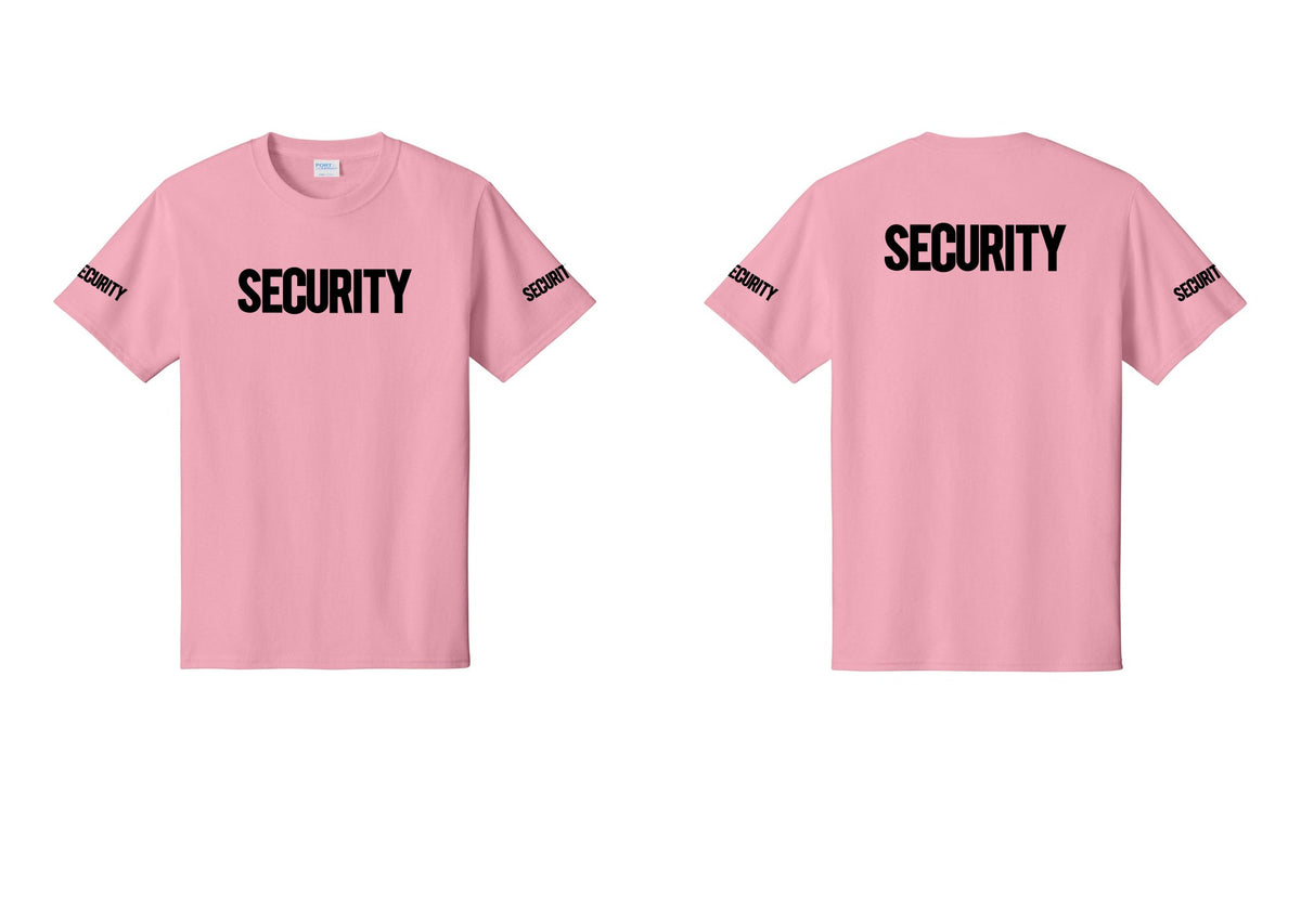NYC Factory Men's Security Cotton T-Shirt - Front + Back + Security Sleeves - Candy Pink