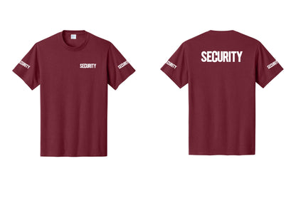 NYC Factory Men's Security Cotton T-Shirt - Chest + Back + Security Sleeves - Cardinal