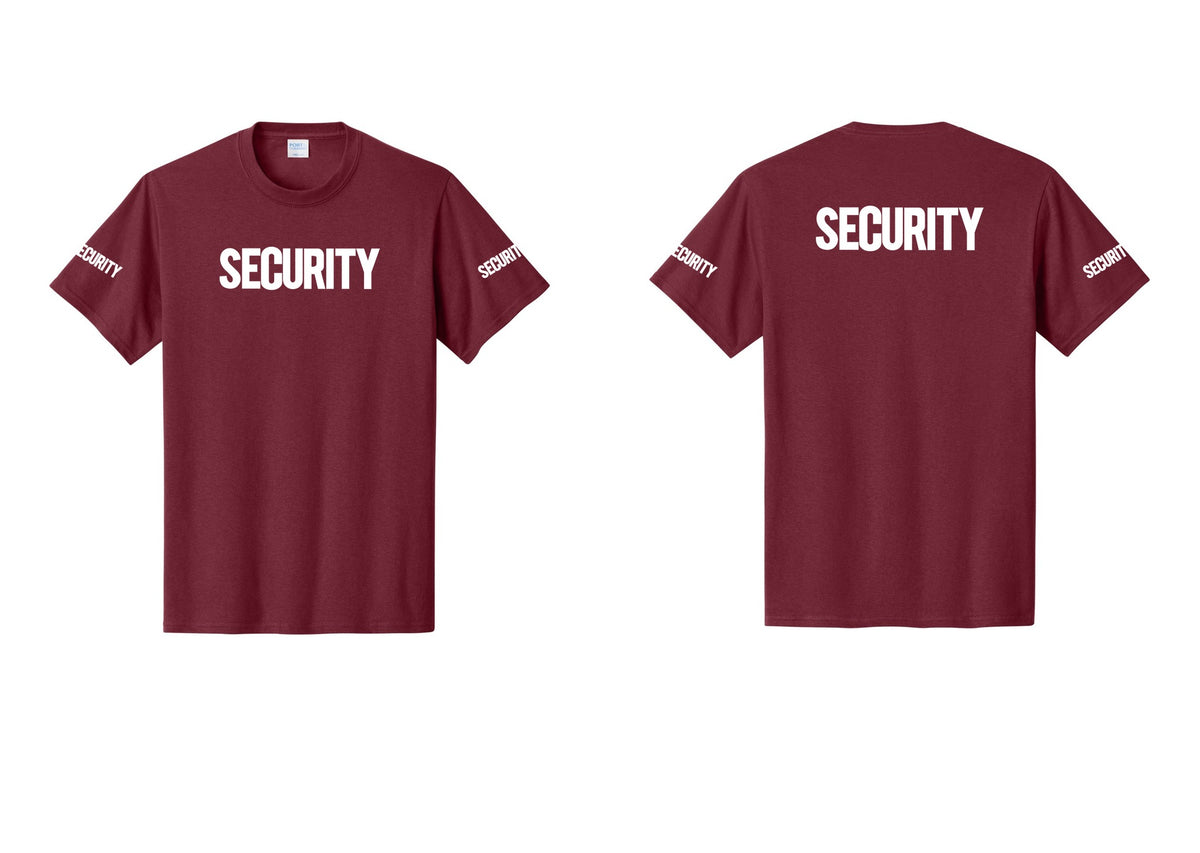 NYC Factory Men's Security Cotton T-Shirt - Front + Back + Security Sleeves - Cardinal