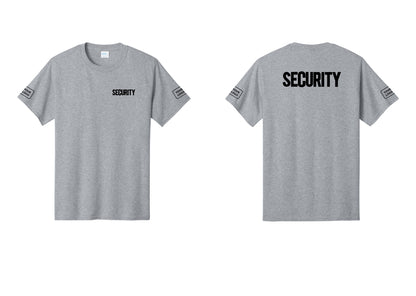 NYC Factory Custom Logo Men's Security Cotton T-Shirt - Chest + Back + Your Logo Sleeves - Athletic Heather