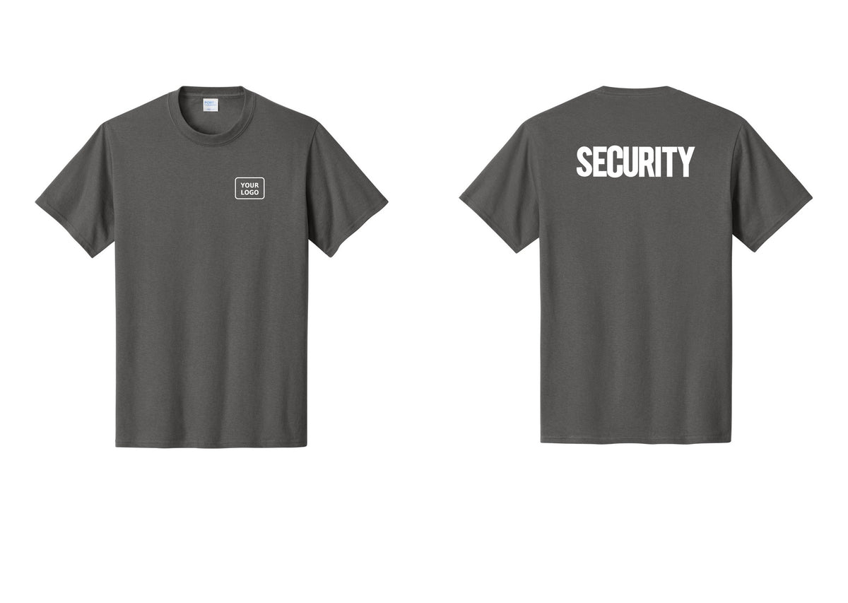 NYC Factory Custom Logo Men's Security Cotton T-Shirt - Your Logo + Back - Charcoal