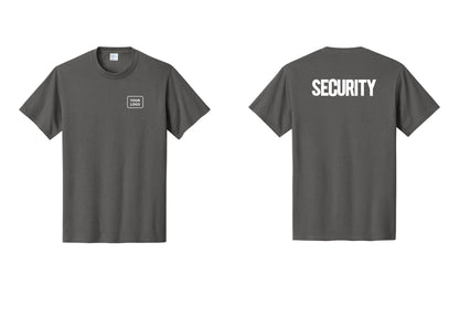 NYC Factory Custom Logo Men's Security Cotton T-Shirt - Your Logo + Back - Charcoal