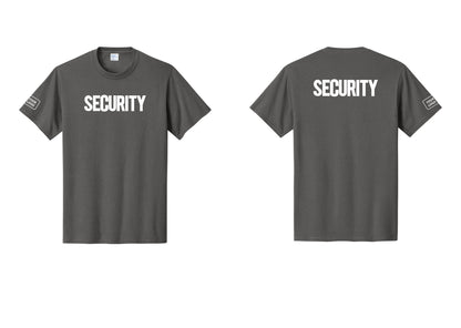 NYC Factory Custom Logo Men's Security Cotton T-Shirt - Front + Back + Your Logo Sleeve - Charcoal