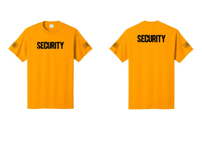 NYC Factory Custom Logo Men's Security Cotton T-Shirt - Front + Back + Your Logo Sleeves - Gold